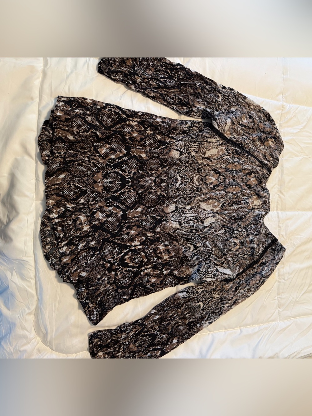 INC International Concepts Brown Snake-Print Pullover Blouse